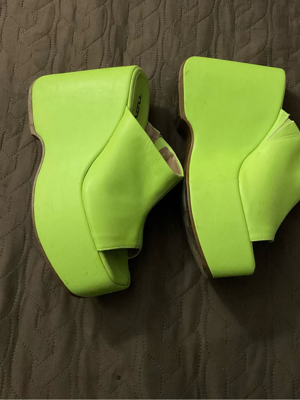 Neon Green Platform Mule Sandals - Women